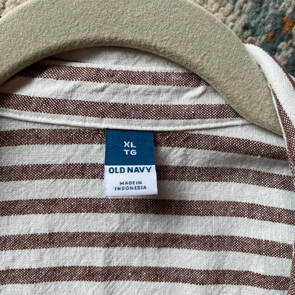NWOT Old Navy Linen Striped button up shirt/dress XL - Picture 5 of 6